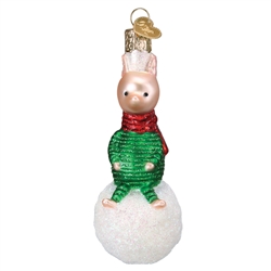 Piglet On Snowball Ornament