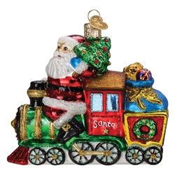 Santa On Locomotive Ornament